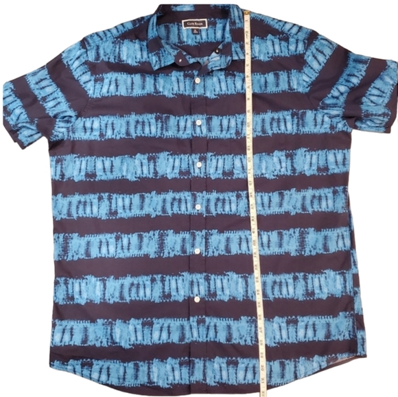 Club Room Button Down Casual Shirt Mens XL Blue Abstract Print Short Sleeve - Picture 5 of 8